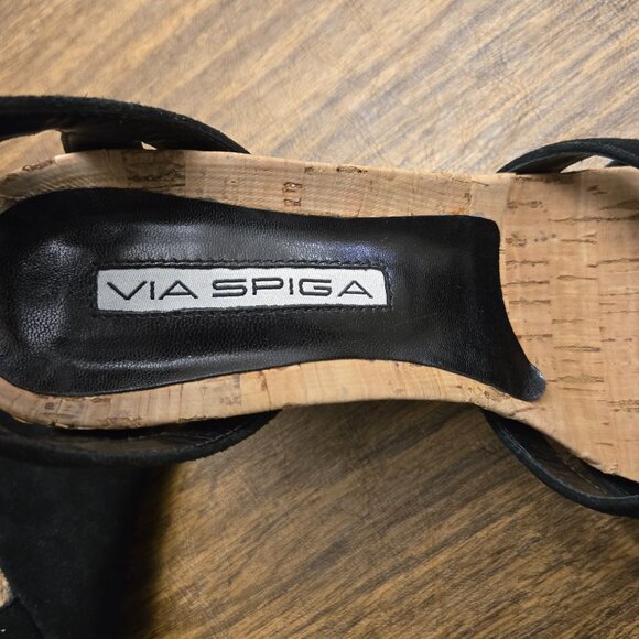 VIA SPIGA Black Leather Upper Strappy Peep-Toe Ankle Strap Shoe - Size 6.5M - Picture 13 of 15